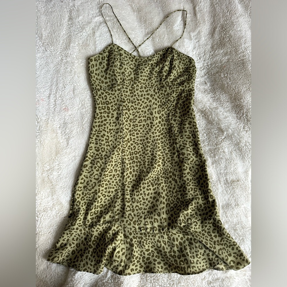 NEW WITH TAGS ZARA LIGHT GREEN LEOPARD DRESS